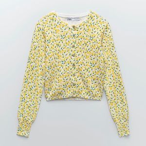 Zara Yellow Knit Jacquard Jacket